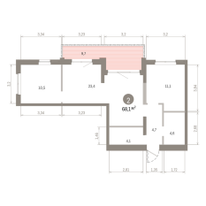 68.00 м² | 7 - 24 эт. 00