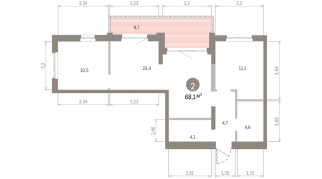 68.00 м² | 7 - 24 эт.