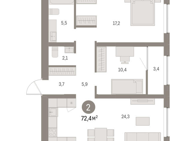 72.00 м² | 12 - 16 эт.