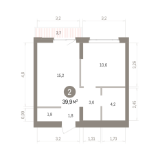 39.00 м² | 3 - 7 эт. 00