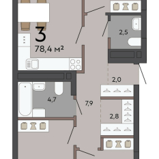 78.40 м² | 8 - 15 эт. 00