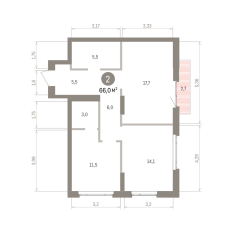 66.00 м² | 13 - 16 эт. 00