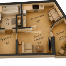 1-к квартира | 24.70 м² | 7 - 21 эт. 00