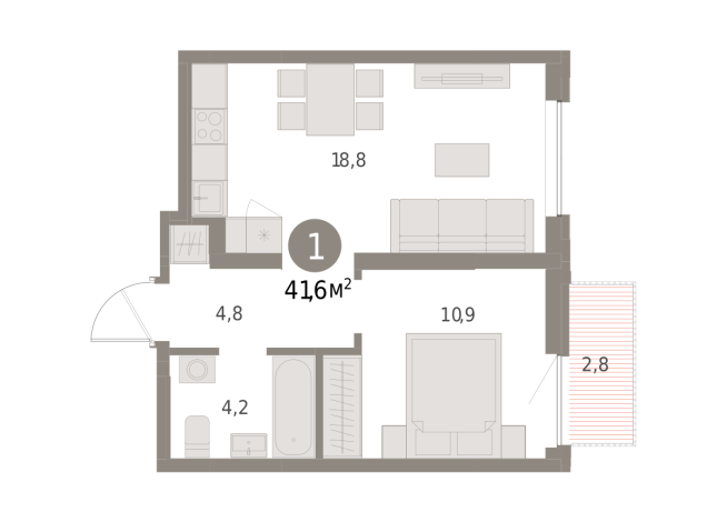 41.00 м² | 3 - 8 эт.