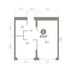 37.00 м² | 2 - 8 эт. 00