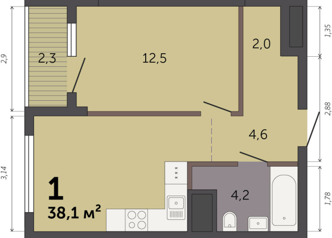 38.10 м² | 6 - 32 эт.