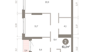 61.00 м² | 16 - 25 эт.