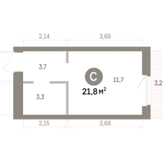 21.00 м² | 6 - 9 эт. 00