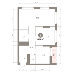 60.00 м² | 18 - 25 эт. 00