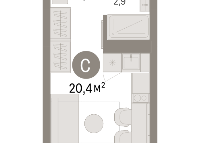 20.00 м² | 11 - 16 эт.