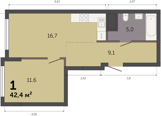 42.40 м² | 7 - 32 эт.
