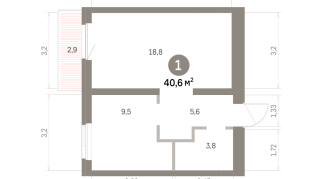 40.00 м² | 6 - 9 эт.