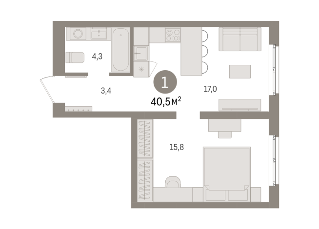 40.00 м² | 12 - 15 эт.