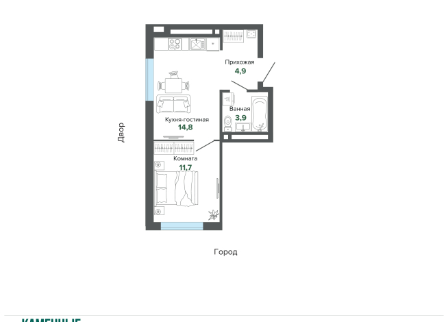 35.29 м² | 11 - 25 эт.