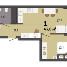 43.80 м² | 20 - 32 эт. 00
