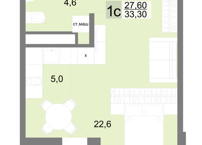 32.90 м² | 17 - 26 эт.
