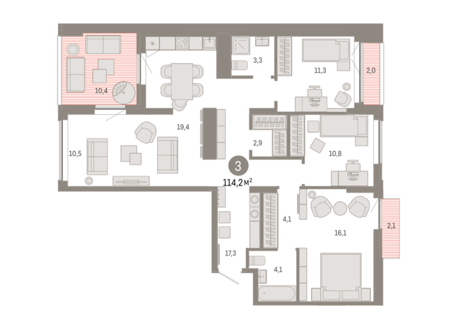 114.00 м² | 7 - 8 эт.