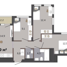 62.90 м² | 4 - 19 эт. 00