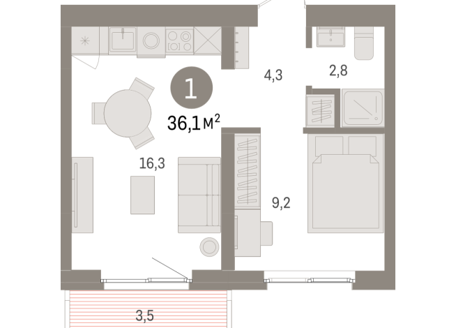 36.00 м² | 7 - 8 эт.