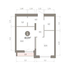42.00 м² | 7 - 8 эт. 00