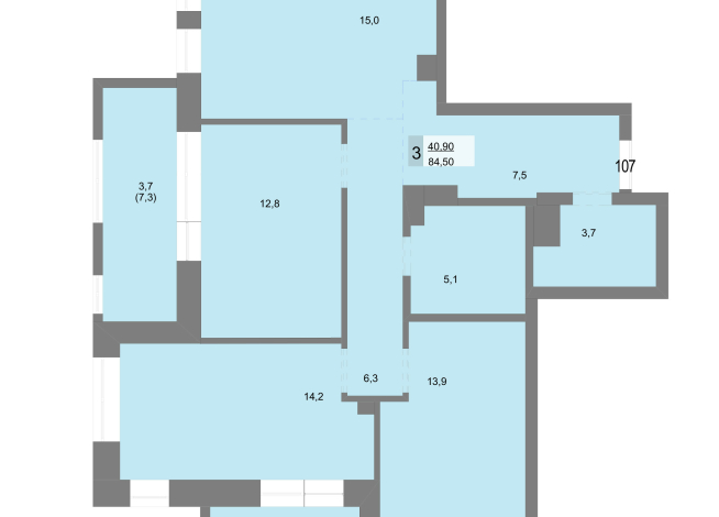 84.50 м² | 15 - 30 эт.