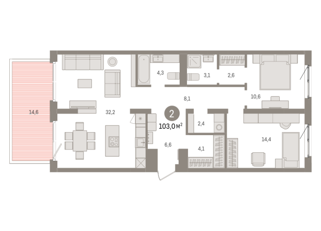 103.00 м² | 2 - 8 эт.