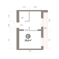 29.00 м² | 7 - 9 эт. 00