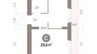 29.00 м² | 7 - 9 эт.