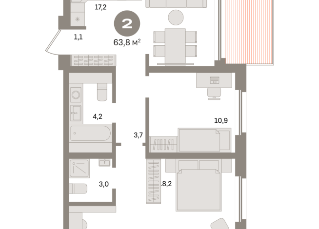 63.00 м² | 15 - 24 эт.