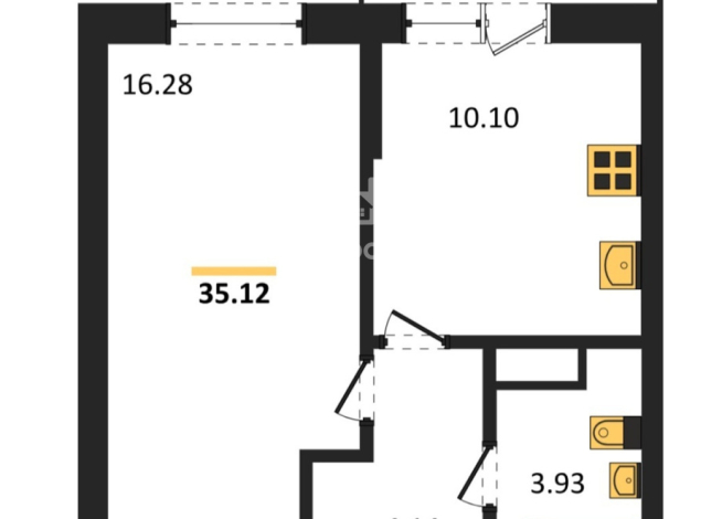 1-к квартира | 35.12 м² | 8 - 8 эт.