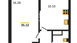 1-к квартира | 35.12 м² | 8 - 8 эт.