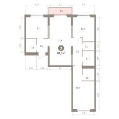 83.00 м² | 3 - 8 эт. 00