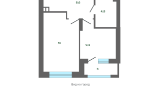 41.69 м² | 1 - 25 эт.