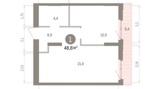 48.00 м² | 5 - 16 эт.