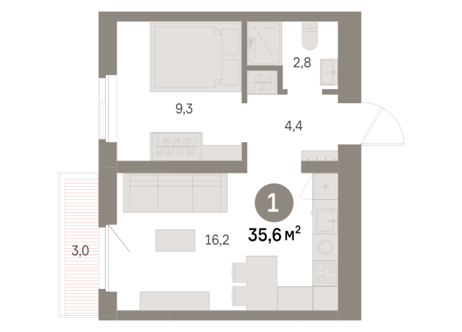 35.00 м² | 5 - 9 эт.