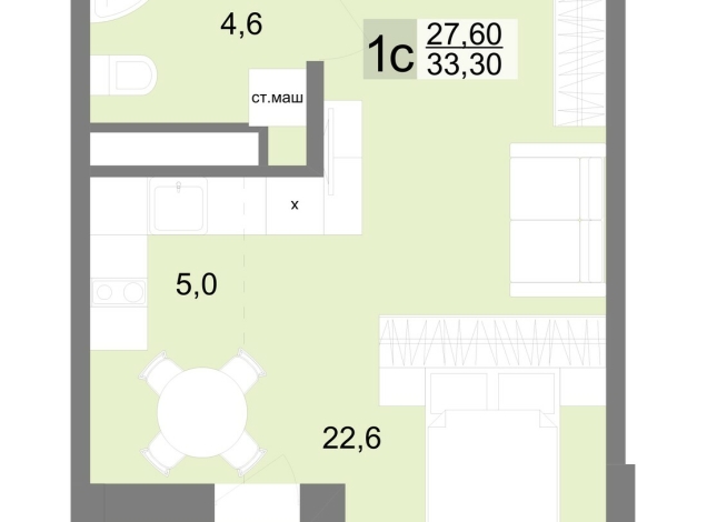 32.80 м² | 16 - 26 эт.