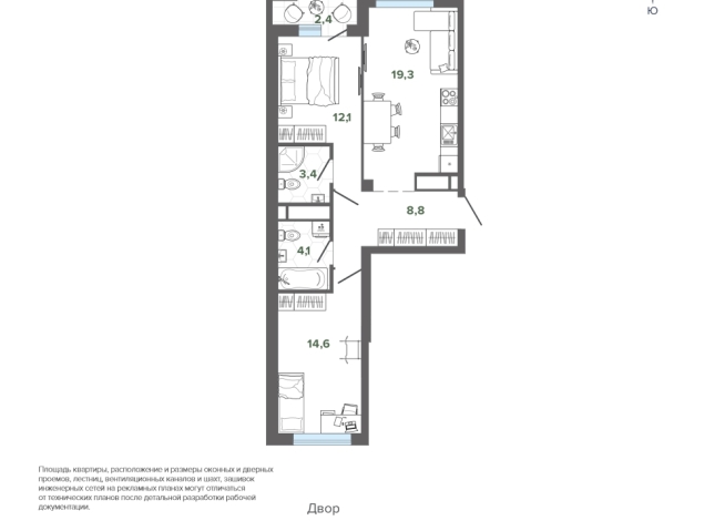64.76 м² | 21 - 24 эт.