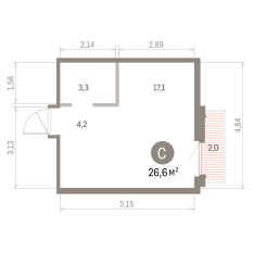 26.00 м² | 8 - 9 эт. 00
