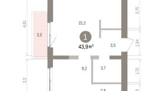 43.00 м² | 7 - 8 эт.