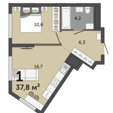 37.80 м² | 22 - 30 эт. 00