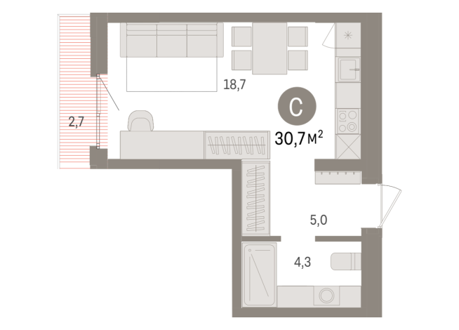 30.00 м² | 7 - 9 эт.