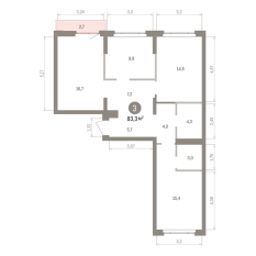 83.00 м² | 4 - 7 эт. 00