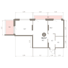 59.00 м² | 9 - 9 эт. 00