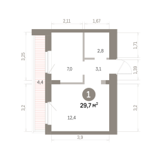 29.00 м² | 7 - 9 эт. 00