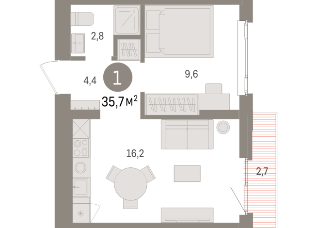 35.00 м² | 5 - 7 эт.