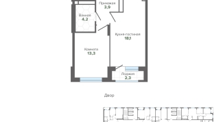 41.82 м² | 11 - 24 эт.