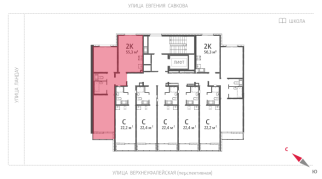 55.30 м² | 12 - 13 эт.