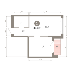 39.00 м² | 2 - 8 эт. 00