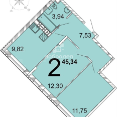 2-к квартира | 45.40 м² | 12 - 14 эт. 01