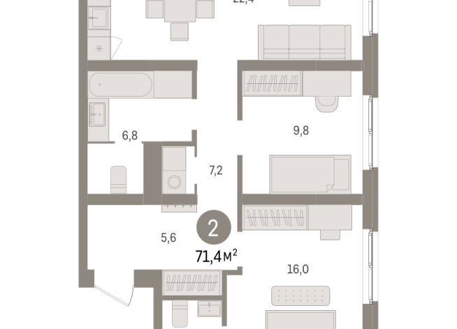 71.00 м² | 9 - 9 эт.